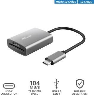 Картридер Trust Dalyx Fast Aluminium USB-C Card Reader 24136