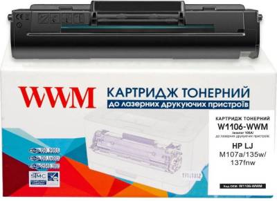Картридж WWM HP LJ M107a/135w/137fnw аналог 106A Black W1106-WWM