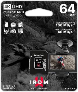 Карта памяти Goodram MicroSDXC IRDM M3AA 64GB + Adapter IR-M3AA-0640R12