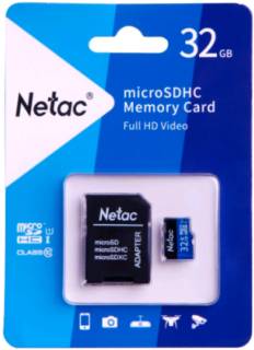 Карта памяти Netac microSDXC P500 Standard 32GB + Adapter NT02P500STN-032G-R