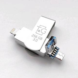 Флеш-память USB T&G 007 Metal Series 256GB Silver USB 3.0 + Lightning TG007IOS-256G3