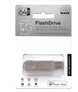 Флеш-память USB T&G 004 Metal Series 64GB Silver USB3.0 + Lightning TG004IOS-64G3