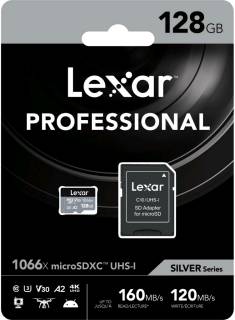Карта памяти Lexar microSDXC Professional 1066x Silver 128GB + Adapter LMS1066128G-BNANG