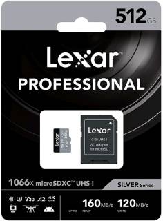 Карта памяти Lexar microSDXC Professional 1066x Silver 512GB + Adapter LMS1066512G-BNANG