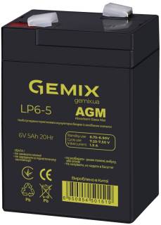 Аккумуляторная батарея Gemix 6V 5Ah AGM LP6-5