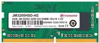 Оперативная память Transcend So-Dimm DDR4 4GB 3200Mhz CL22 JM3200HSD-4G