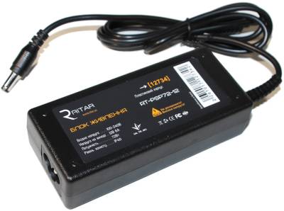 Блок питания Ritar RT-PSP72-12, 12V, 72W, 6A, импульсный (штекер 5.5/2.5) (12734)