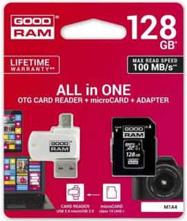 Карта памяти Goodram M1A4 microSDXC 128GB class 10 UHS I U1 + adapter +CardReader M1A4-1280R12