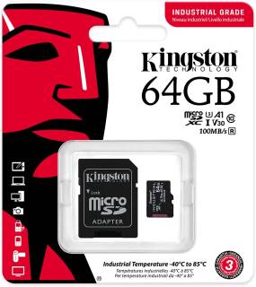 Карта памяти Kingston Industrial microSDXC 64GB + SD Adapter SDCIT2/64GB