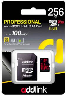 Карта памяти AddLink microSDXC Professional 256GB + Adapter ad256GBMSXU3A