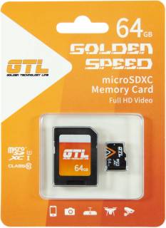 Карта памяти GTL Golden Speed microSDXC 64GB + SD Adapter GTL-64-MICRO