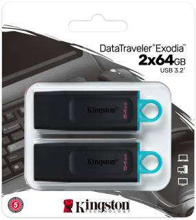 Флеш-память USB Kingston DataTraveler Exodia 2-Pack 64GB Black/Blue USB 3.2 DTX/64GB-2P