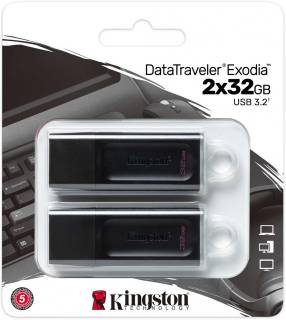 Флеш-память USB Kingston DataTraveler Exodia 2-Pack 32GB Black/White USB 3.2 DTX/32GB-2P