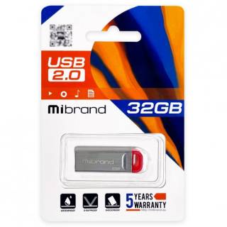 Флеш-память USB Mibrand Falcon 32GB Silver/Red USB 2.0 MI2.0/FA32U7R