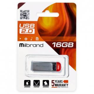 Флеш-память USB Mibrand Falcon 16GB Silver/Red USB 2.0 MI2.0/FA16U7R