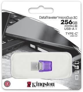 Флеш-память USB Kingston DataTraveler microDuo 3C 256GB Violet USB 3.2 Type-C DTDUO3CG3/256GB