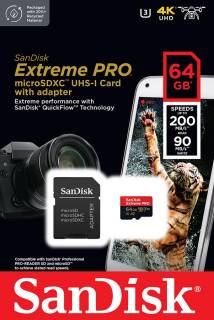 Карта памяти SanDisk Extreme Pro microSDXC 64GB + Adapter SDSQXCU-064G-GN6MA