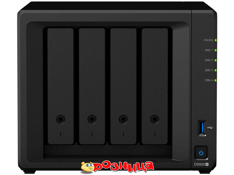 NAS Synology DiskStation DS920 4BAY цвет чёрный вес 2.24 кг в Рознице